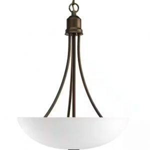 Progress Lighting Gather Collection 2-Light Antique Bronze Foyer Pendant with Etched Glass
