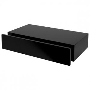 Floating shelf XL10 with drawer black lacquered 4″x19″x10″ inches