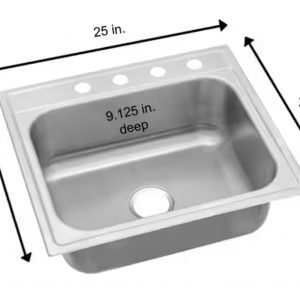 25in. Drop-in 1 Bowl 20 Gauge Stainless Steel Sink